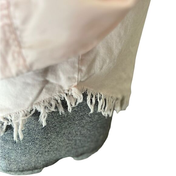 Beach Lunch Lounge Pink Frayed Fringe Button Down Top - Picture 7 of 11